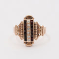 Art Deco Diamonds Garnets 14K Rose Gold Ring