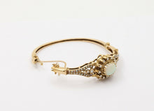 Load image into Gallery viewer, Vintage 14K Yellow Gold Victorian Style Opal and Diamond Bangle, Bracelet.
