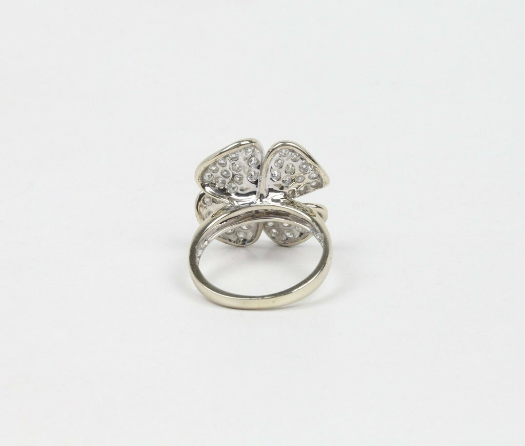 Vintage 14K White Gold Sapphires & Diamond Dogwood/ Violet Flower Ring
