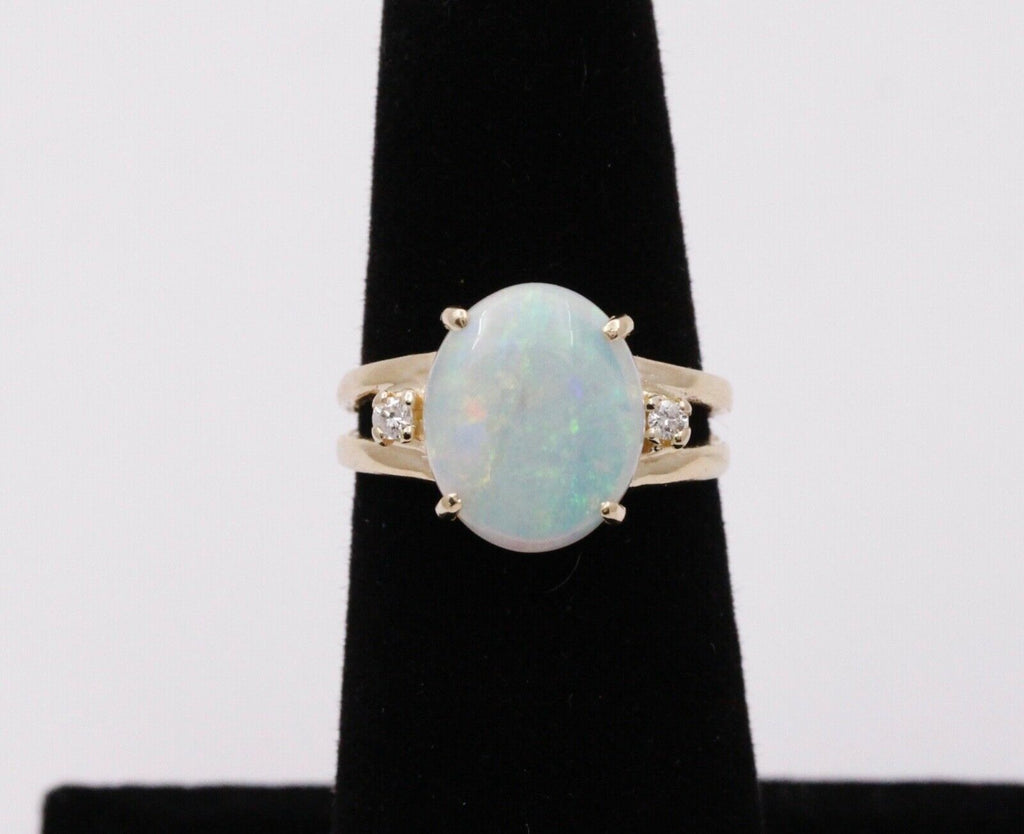 Vintage Opal Diamonds 14K Yellow Gold Ring