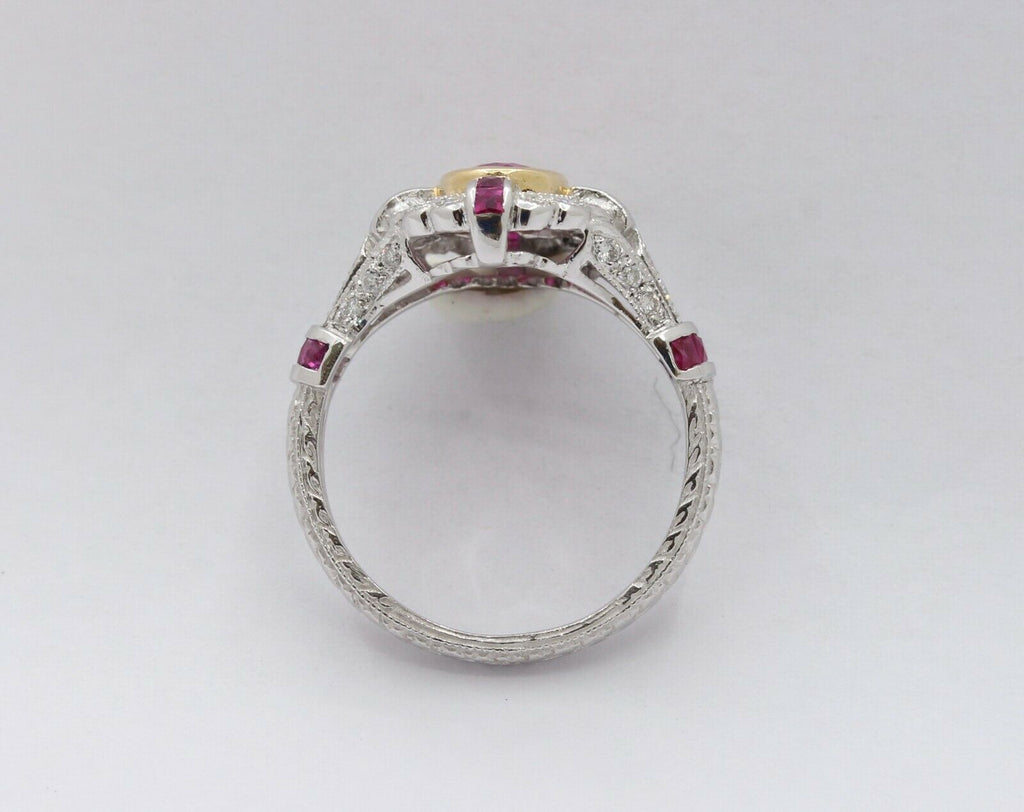 18K White Gold Ruby Diamond Alternative Engagement Ring