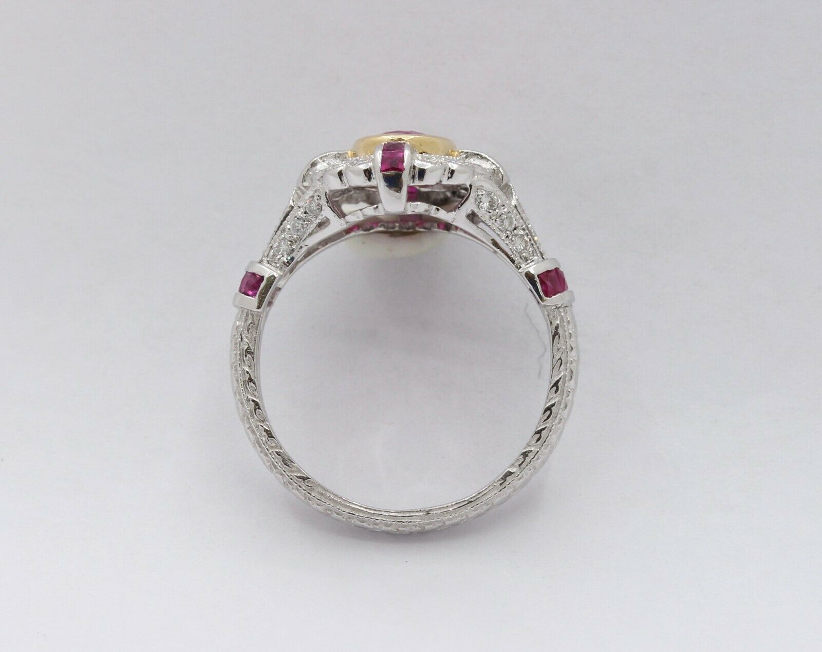 18K White Gold Ruby Diamond Alternative Engagement Ring