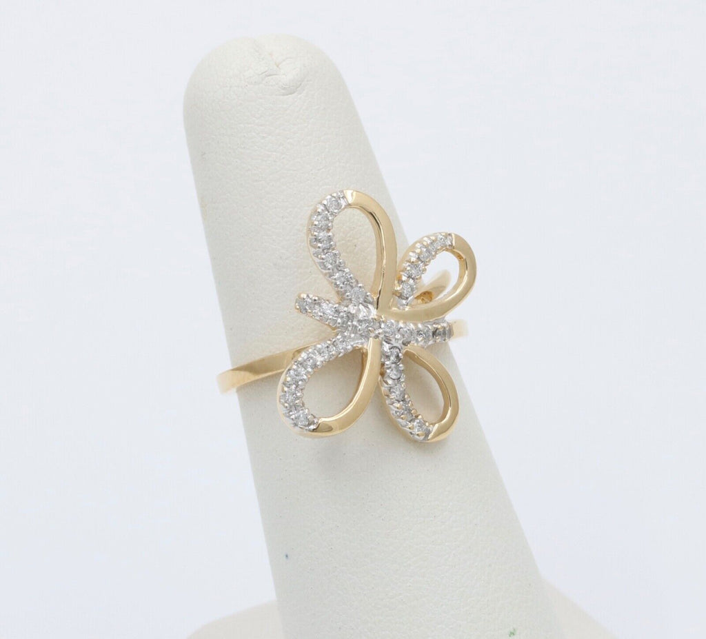 Vintage 14K Gold Diamond Butterfly Ring, Ring