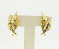 Vintage 18K Yellow Gold Sapphire Leaf Earrings