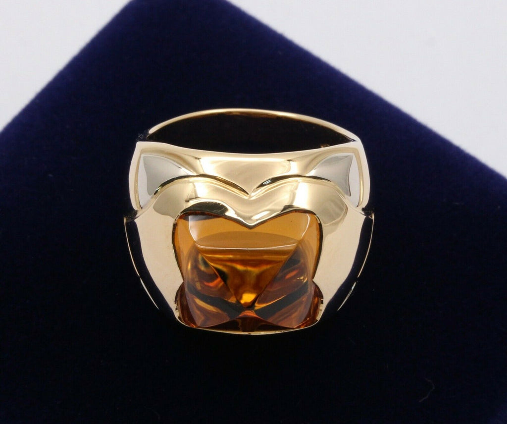 Vintage BVLGARI Gold 18k Yellow Gold Pyramid Citrine Ring