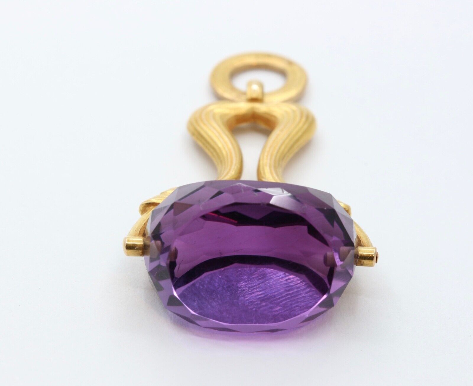 Beautiful Victorian FOB Amethyst 14K Yellow Gold Swivel Stone Pendant