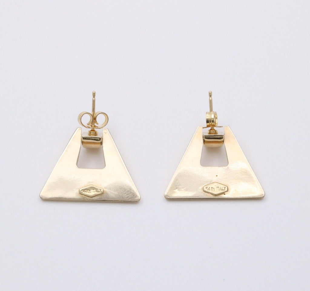 Vintage 14K Yellow Gold Geometric Dangling Earrings.
