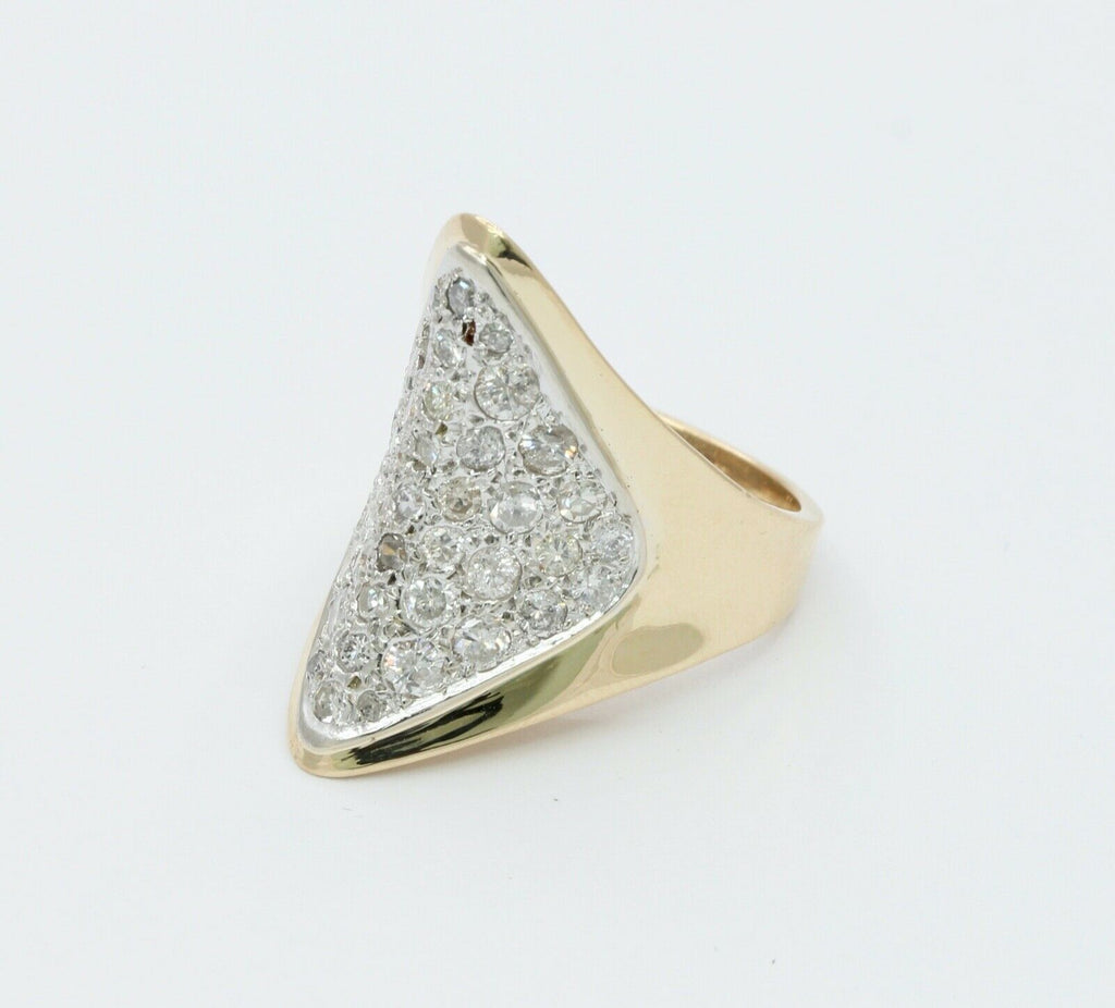 Vintage Ladies 14K Yellow White Gold Diamonds Cluster Ring