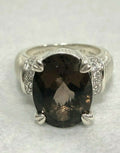 Judith Ripka Sterling Silver Smoky Topaz Solitaire Cocktail Ring