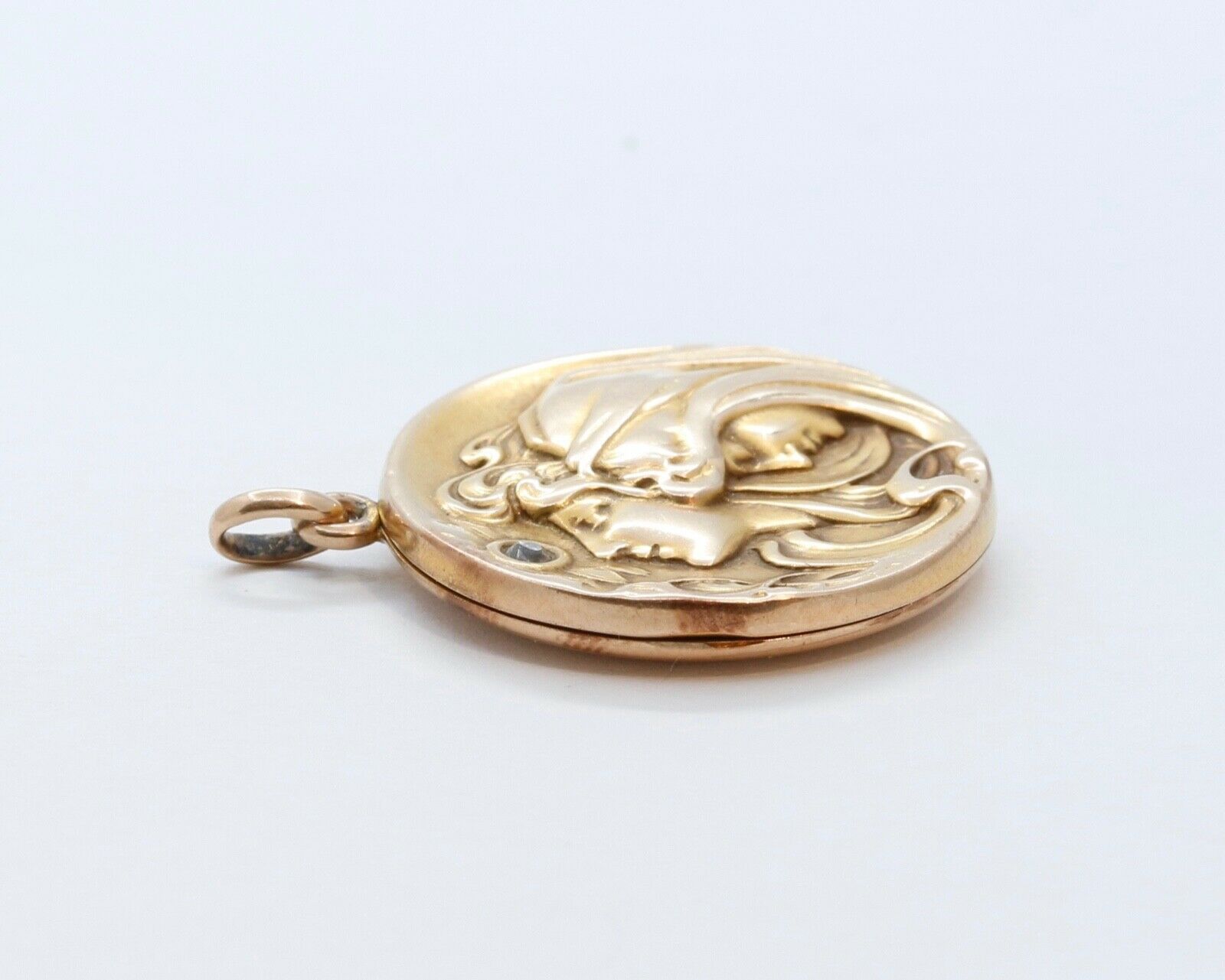 Victorian Repousse "Ladies Under The Star" Locket Pendant