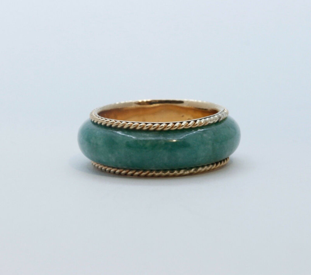 Vintage Jade 14K Yellow Gold Wedding Band Ring
