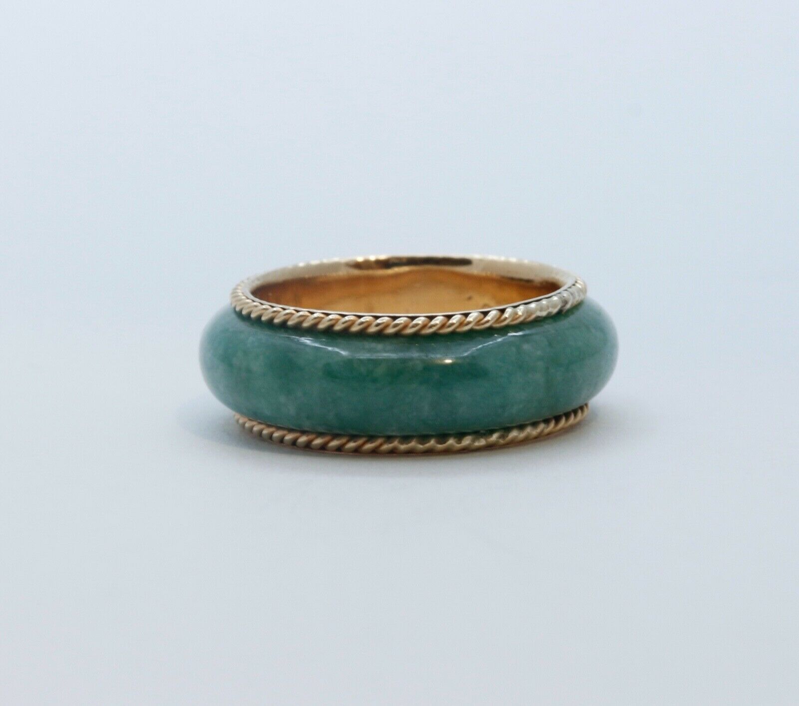 Vintage Jade 14K Yellow Gold Wedding Band Ring