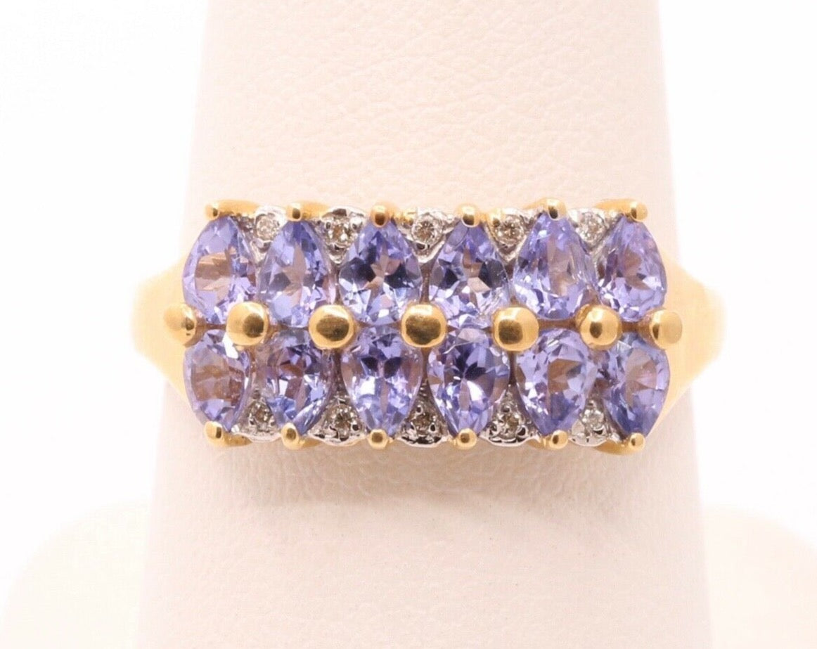 Vintage Tanzanite Diamonds 14K Yellow Gold Ladies Band