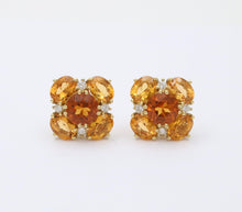 Load image into Gallery viewer, Vintage Madeira Golden Citrines Diamonds 18K Yellow Gold Earrings
