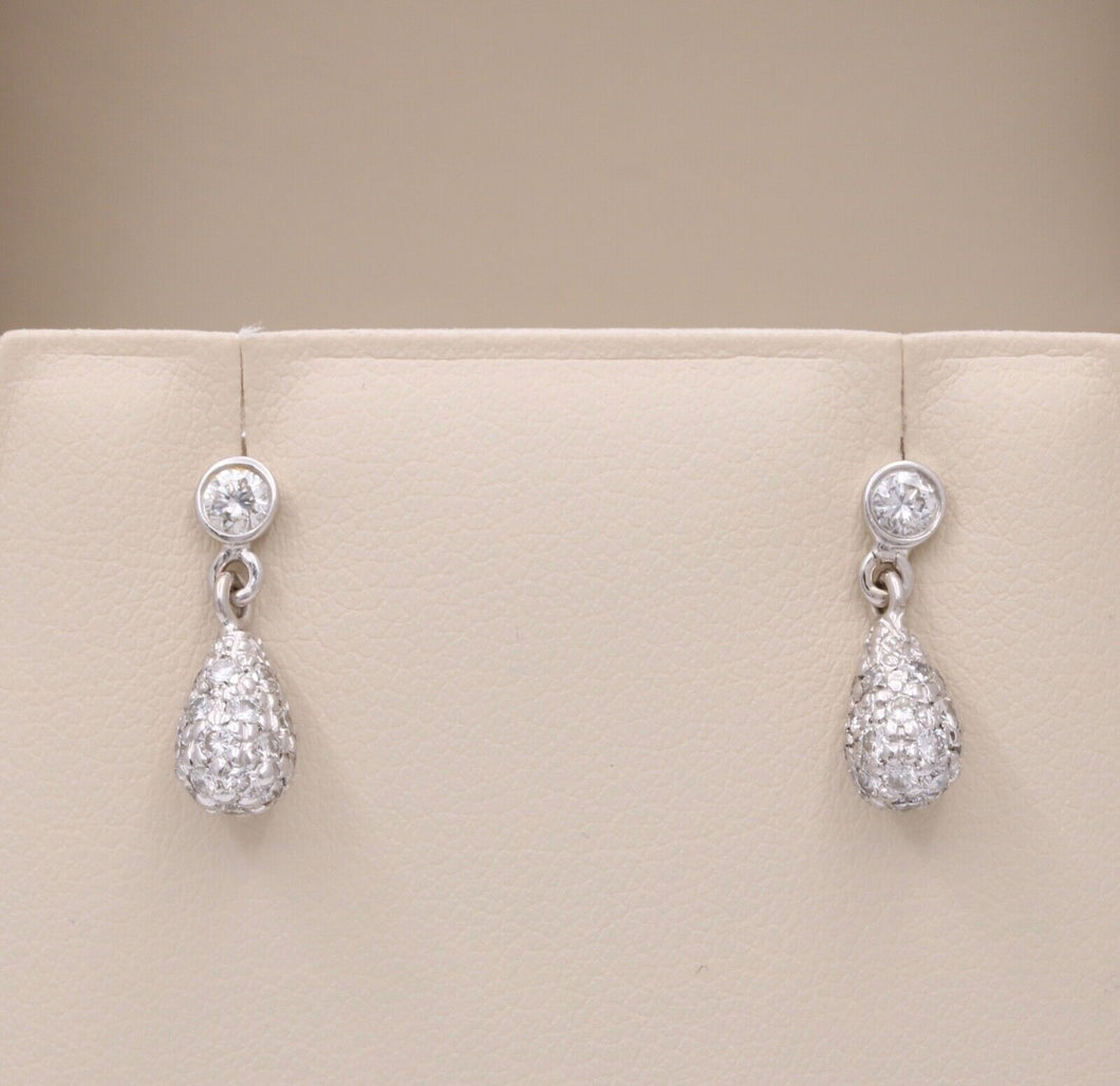 Vintage 14K White Gold Diamond Dangling Earrings