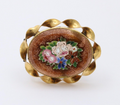 Antique 10K Gold Filled Bloodstone Pietra Dura Micro Mosaic Brooch, Pin.