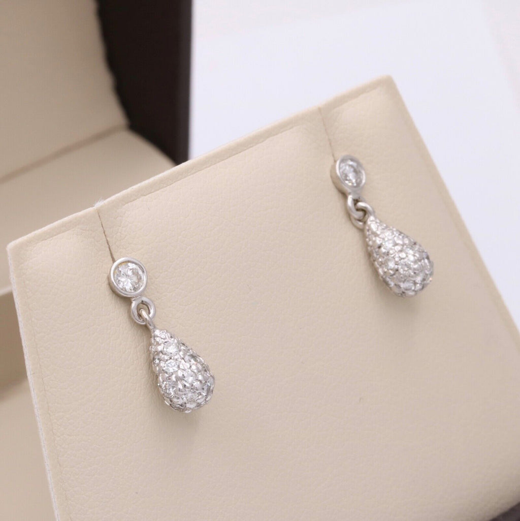 Vintage 14K White Gold Diamond Dangling Earrings