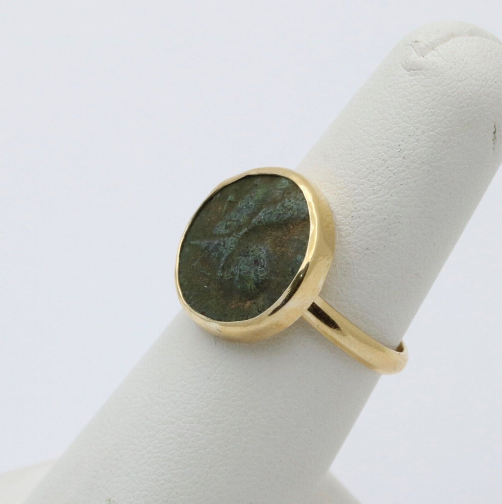 Vintage 18K Yellow Gold Ancient Coin Ring.