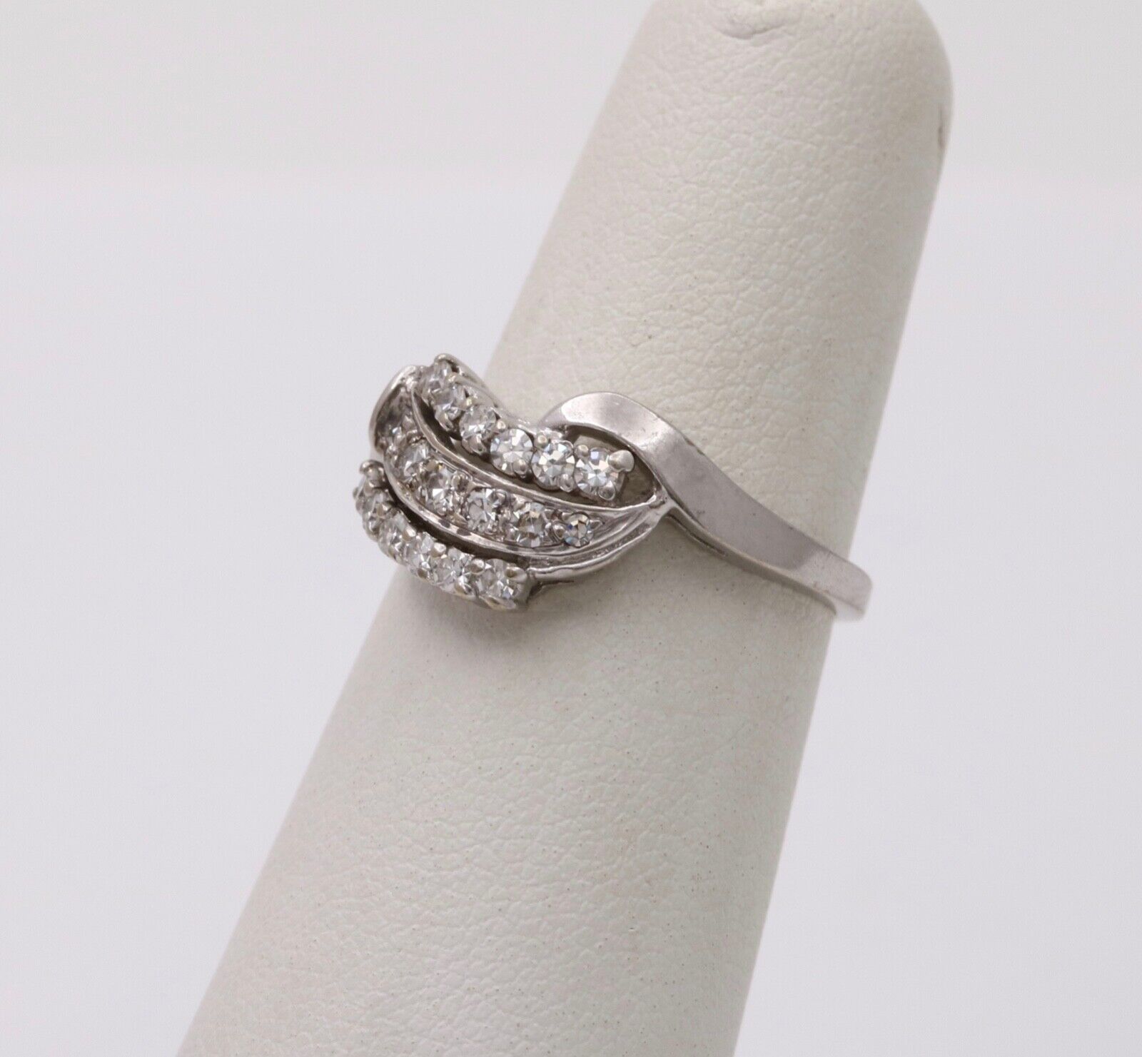 Vintage Diamond 14K White Gold Ring Band, statement ring