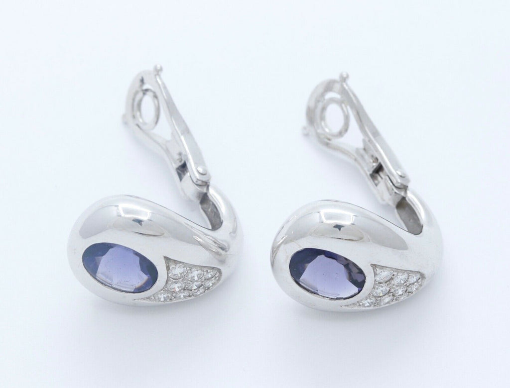 Mauboussin Vintage 18K White Gold Amethyst Diamonds Earrings