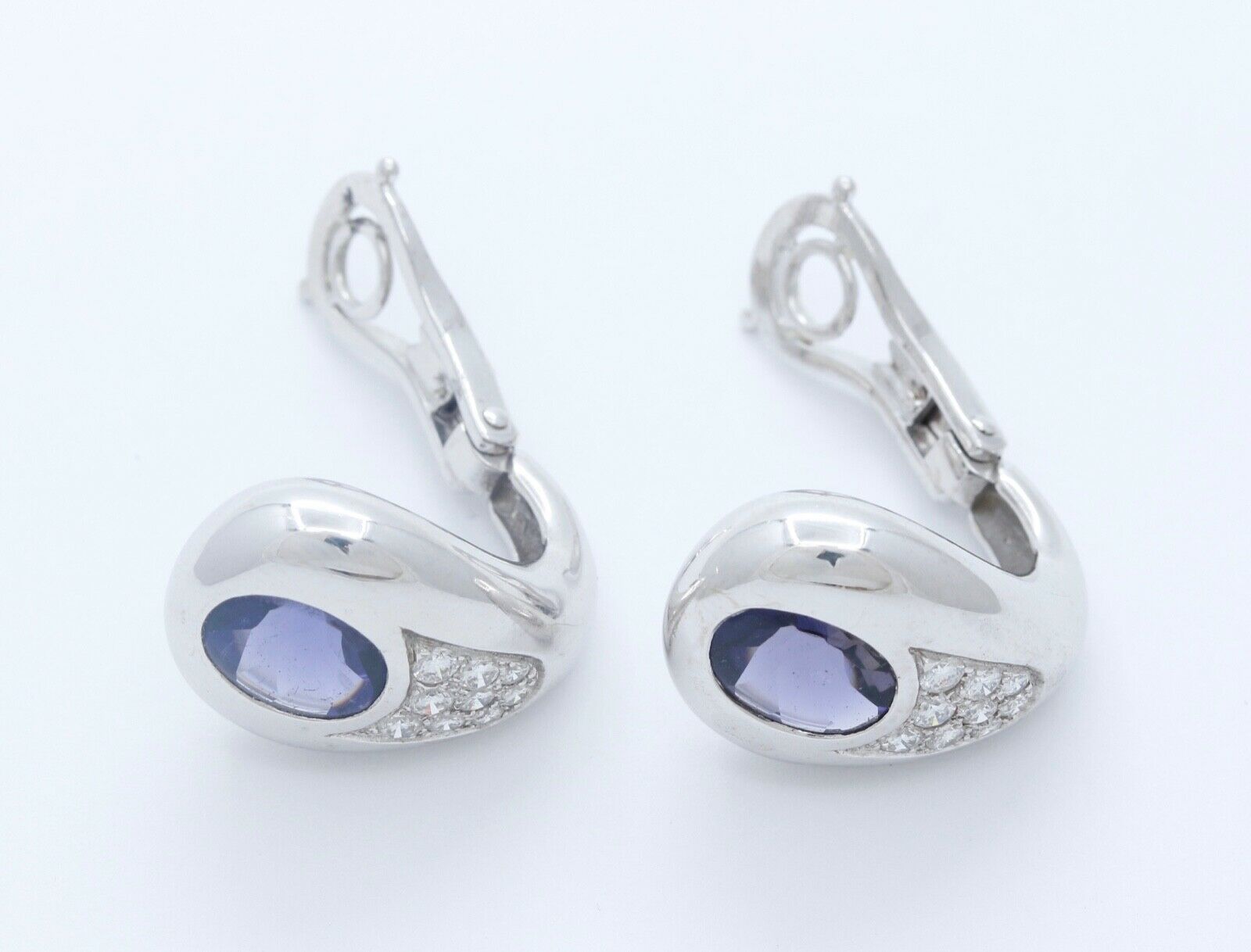 Mauboussin Vintage 18K White Gold Amethyst Diamonds Earrings