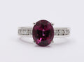 Large Cocktail Rhodolite Garnet Diamonds 14K White Gold Ring