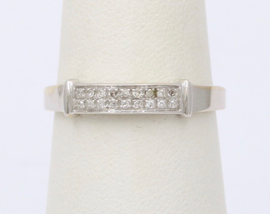 Vintage Diamond 14K White Gold Ring Band, Wedding Band