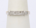 Vintage Diamond 14K White Gold Ring Band, Wedding Band