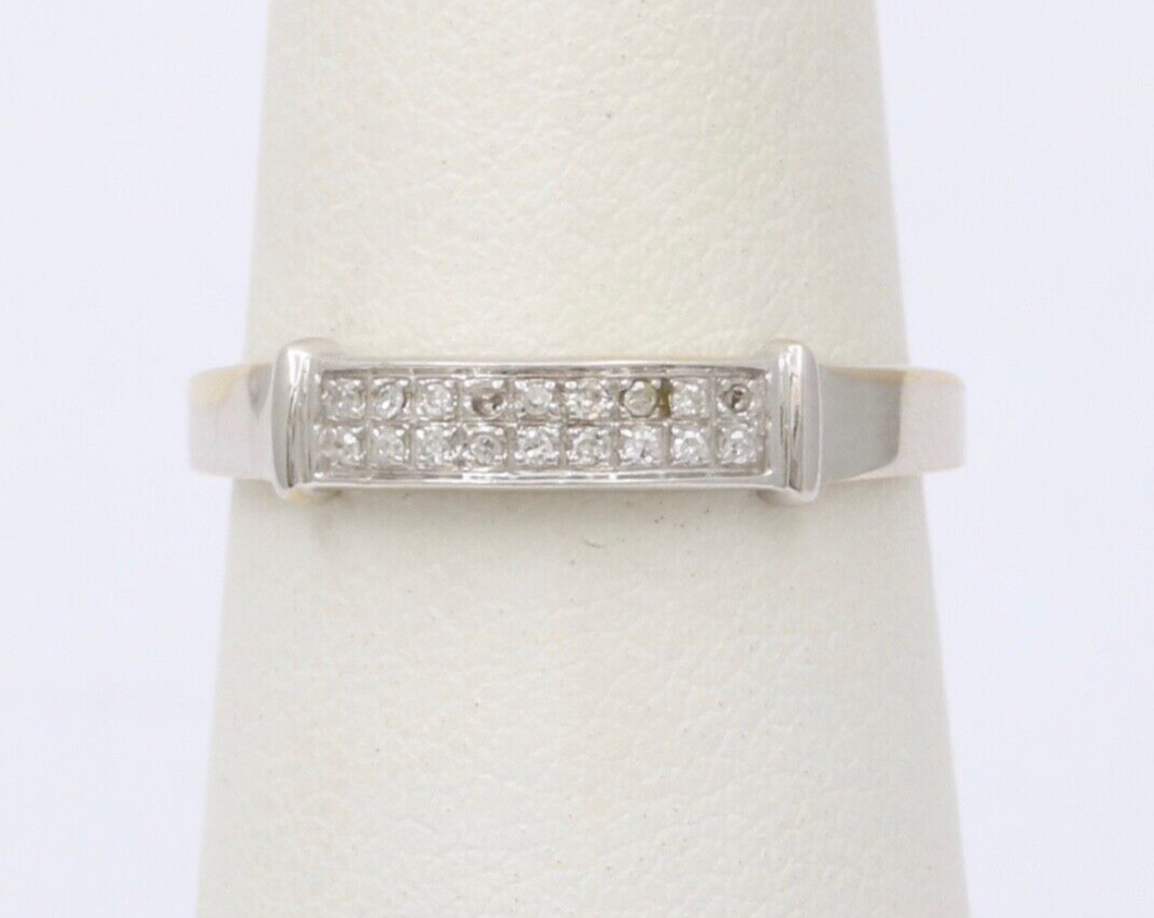 Vintage Diamond 14K White Gold Ring Band, Wedding Band