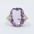 Art Deco Rose De France Amethyst 14K White Gold Ring