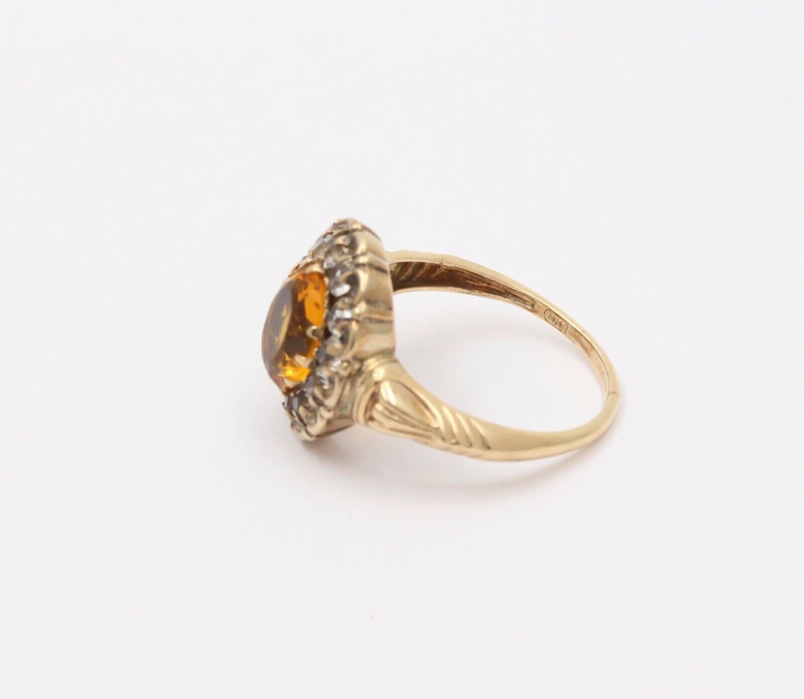 Victorian Citrine and Paste 14K Yellow Gold Ring