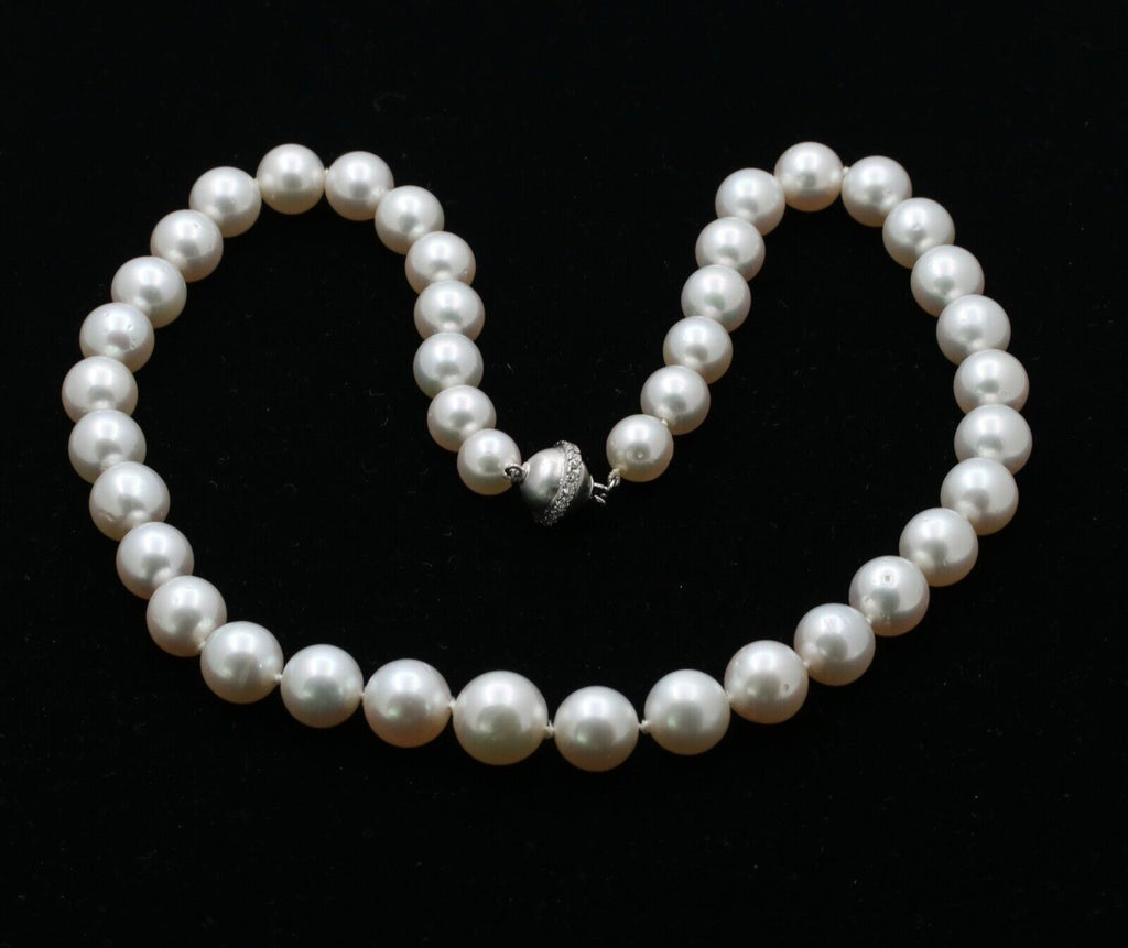 Vintage South Sea Pearl Diamonds 14K White Gold Necklace Choker