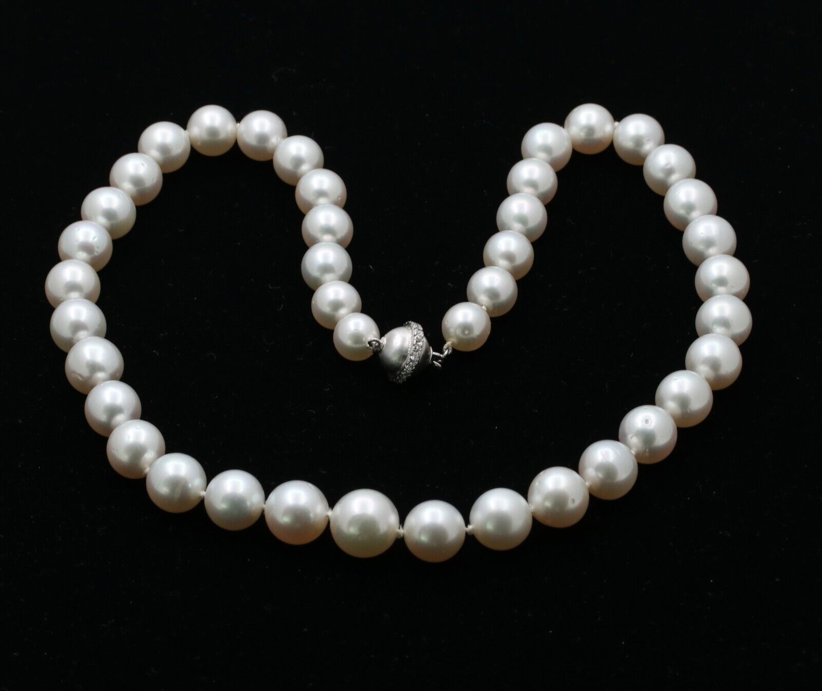 Vintage South Sea Pearl Diamonds 14K White Gold Necklace Choker