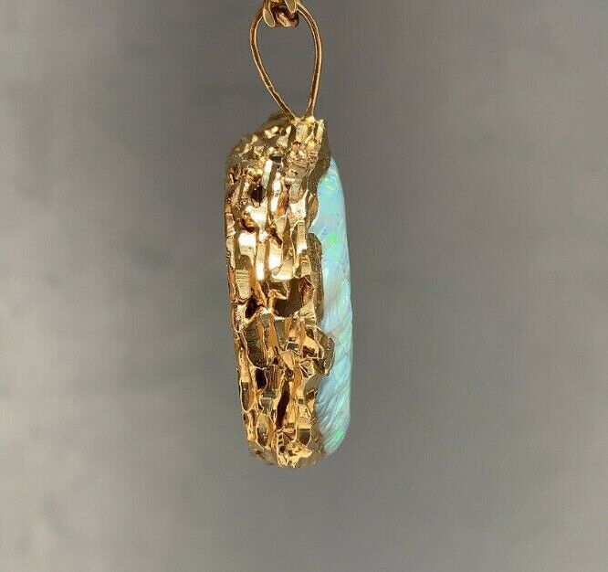 Vintage Carved Panther Large Australian Opal Held 1.0 carats round cut diamond P