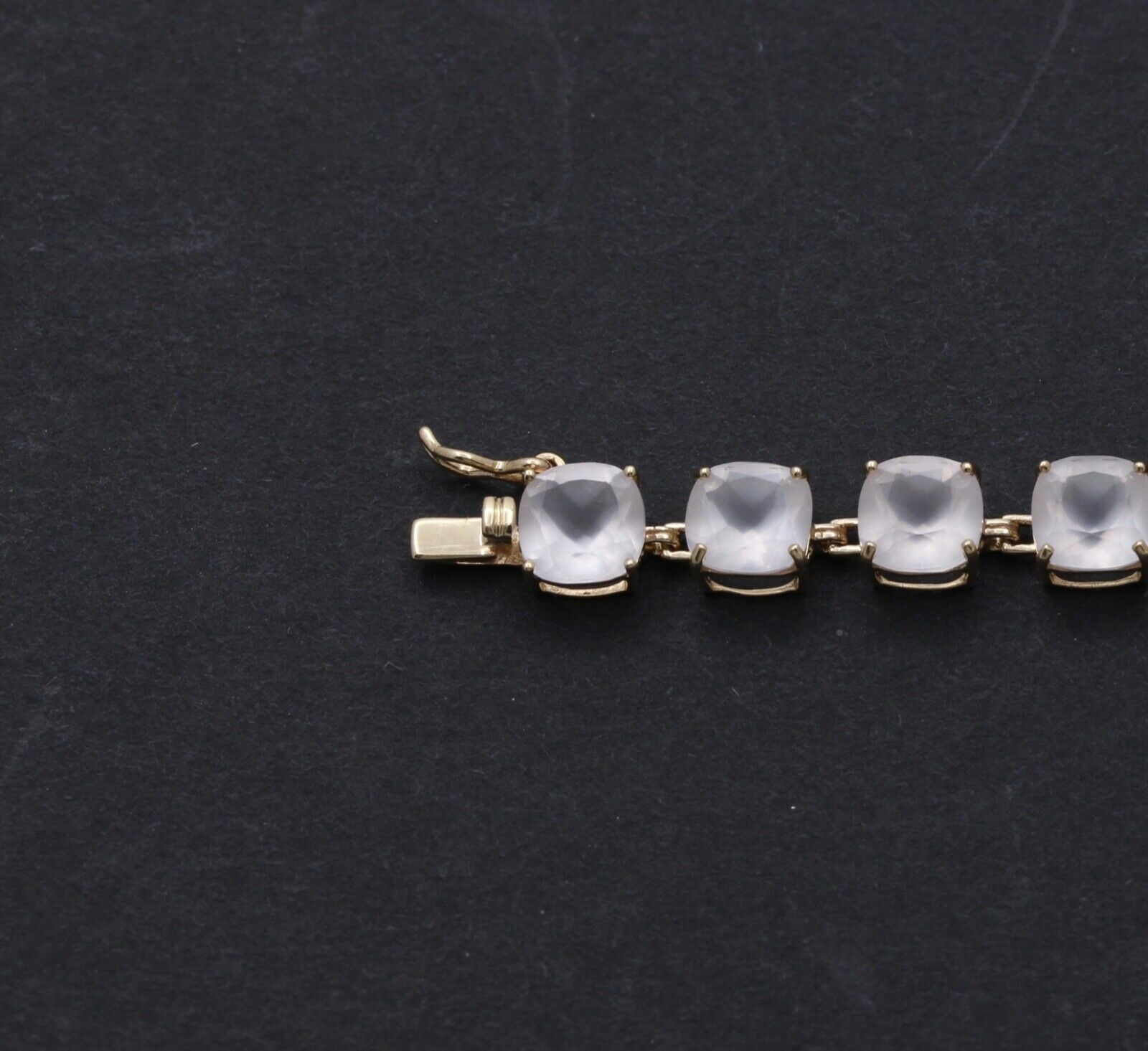 Lovely Vintage Quartz Crystal Diamonds 14K Yellow Gold Tennis Bracelet