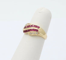 Load image into Gallery viewer, Vintage 14K Yellow Gold Ruby &amp; Diamond Infinity Ring Band
