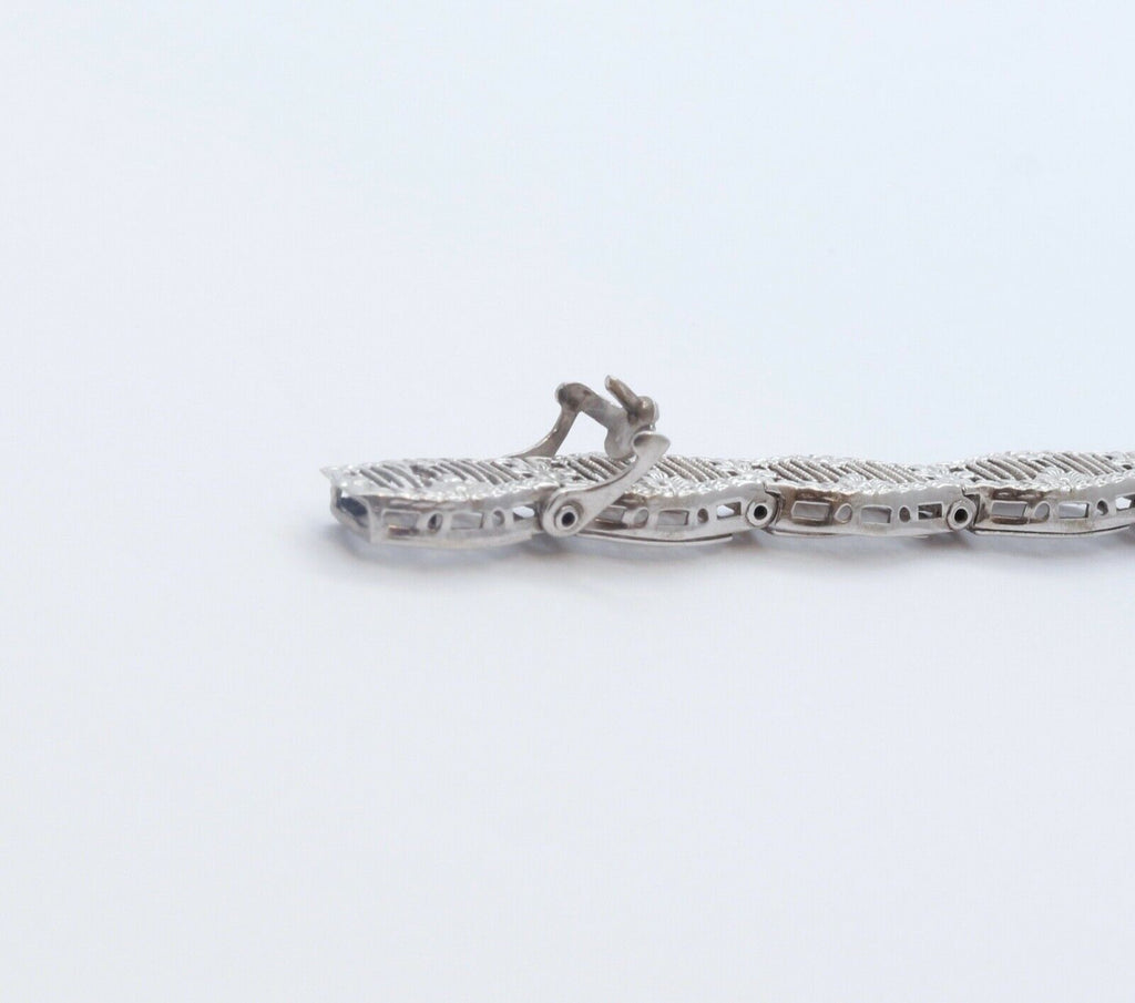 Art Deco Ladies 14K White Gold Diamond Sapphires Bracelet
