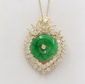 Vintage 18K Jade 6.5 Carat Diamond Heart Pendent
