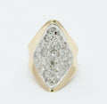 Vintage Ladies 14K Yellow White Gold Diamonds Cluster Ring