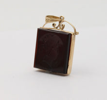 Load image into Gallery viewer, Art Nouveau Intaglio Carved Onyx 14K Yellow Gold Pendant
