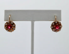 Load image into Gallery viewer, Antique Victorian14K Yellow Gold Pink Paste &amp; Split Pearl Drop Earrings, Antique
