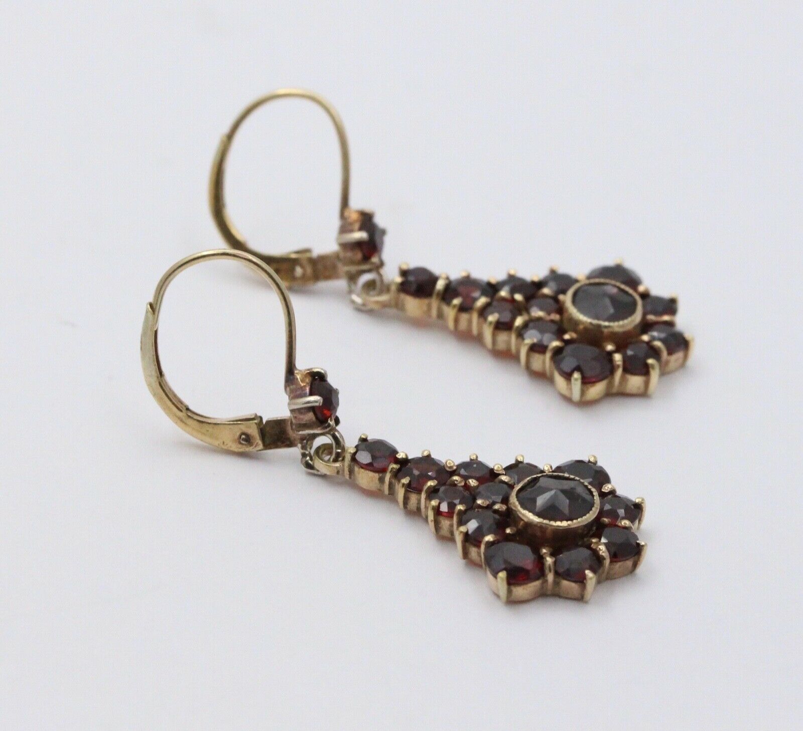 Victorian Revival Gold Filled Garnet Bohemian Ornament Earrings