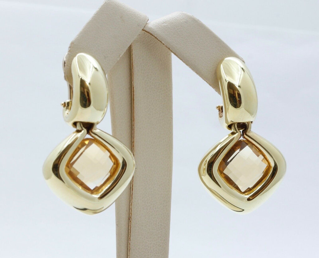 Italian Dangle 18K Yellow Gold Citrine Earrings
