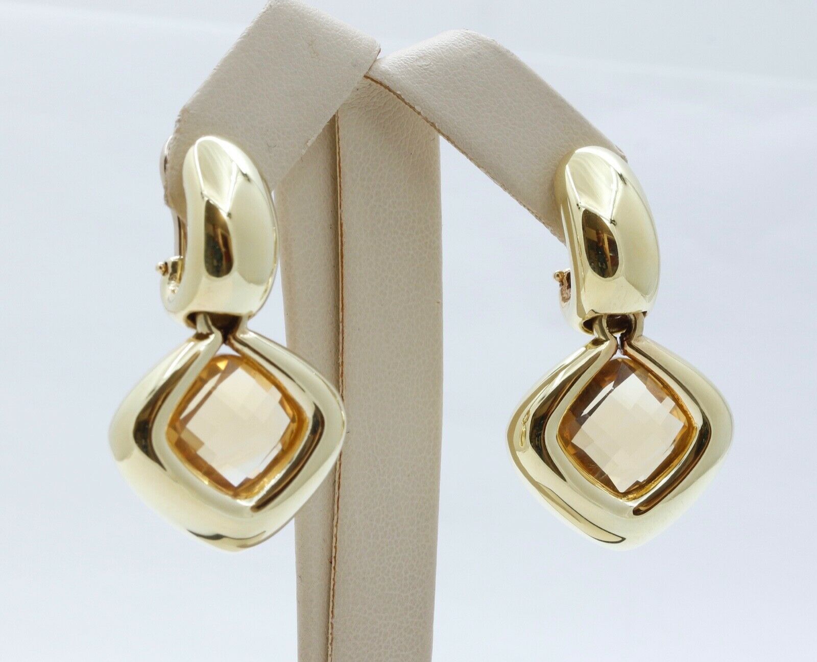 Italian Dangle 18K Yellow Gold Citrine Earrings