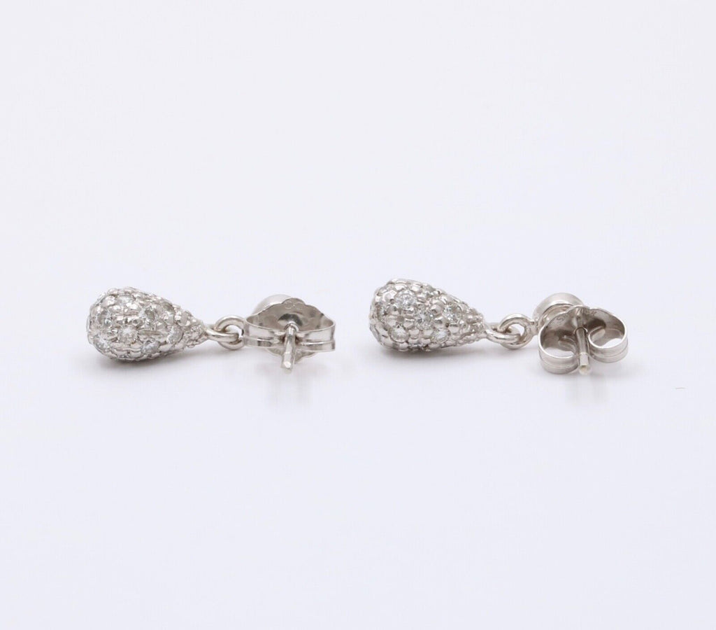 Vintage 14K White Gold Diamond Dangling Earrings