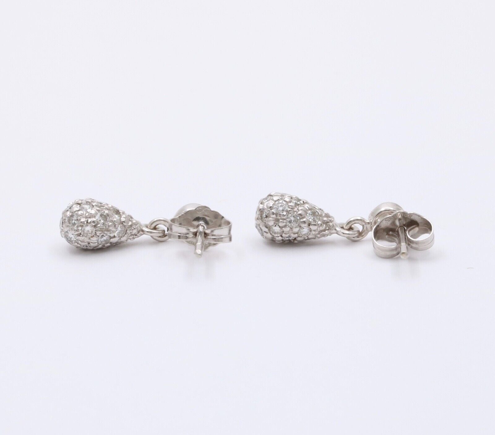 Vintage 14K White Gold Diamond Dangling Earrings