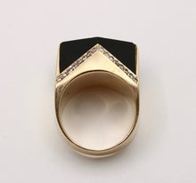 Load image into Gallery viewer, Vintage 14K Yellow Gold Sympetaly Rhombus Onyx &amp; Diamond Ring
