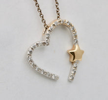 Load image into Gallery viewer, Vintage Heart on a Star Diamonds 14K White Yellow Gold Pendant
