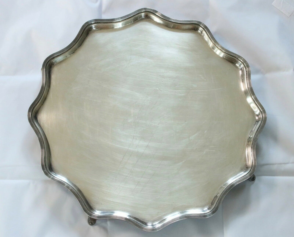 Tiffany and Co. English Sterling Silver 925 Scalloped Round Serving Tray