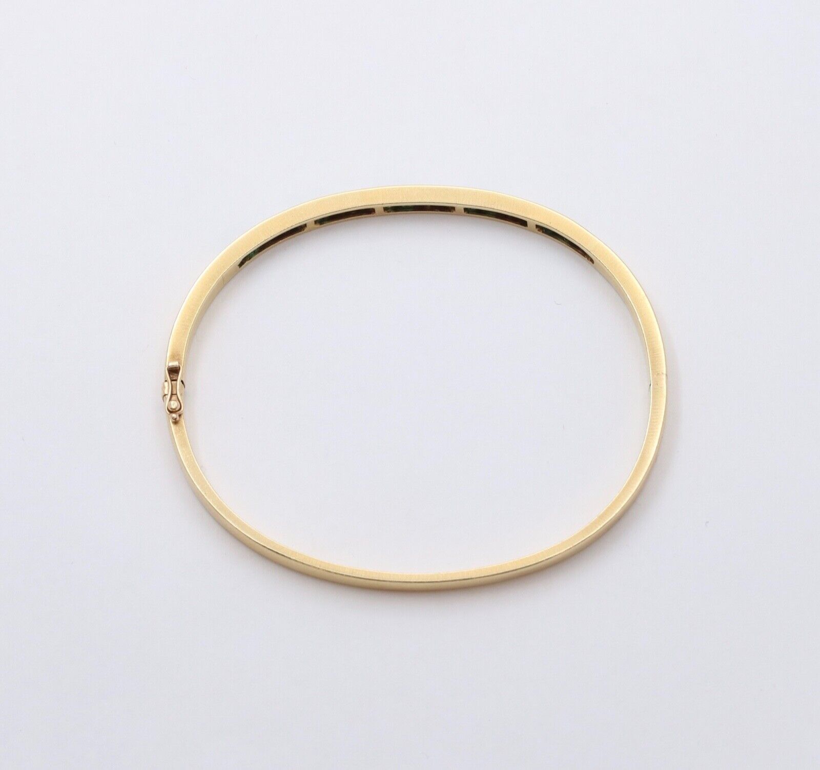 Vintage Emerald Diamond 18K Yellow Gold Bangle Bracelet